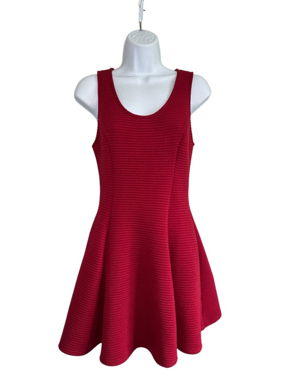 Red Ribbed Skater Dress